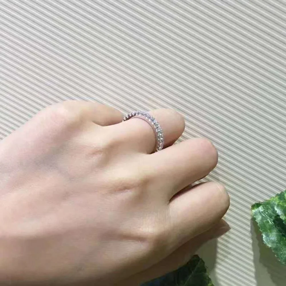 *18K White Gold Diamond Eternity Stackable Ring